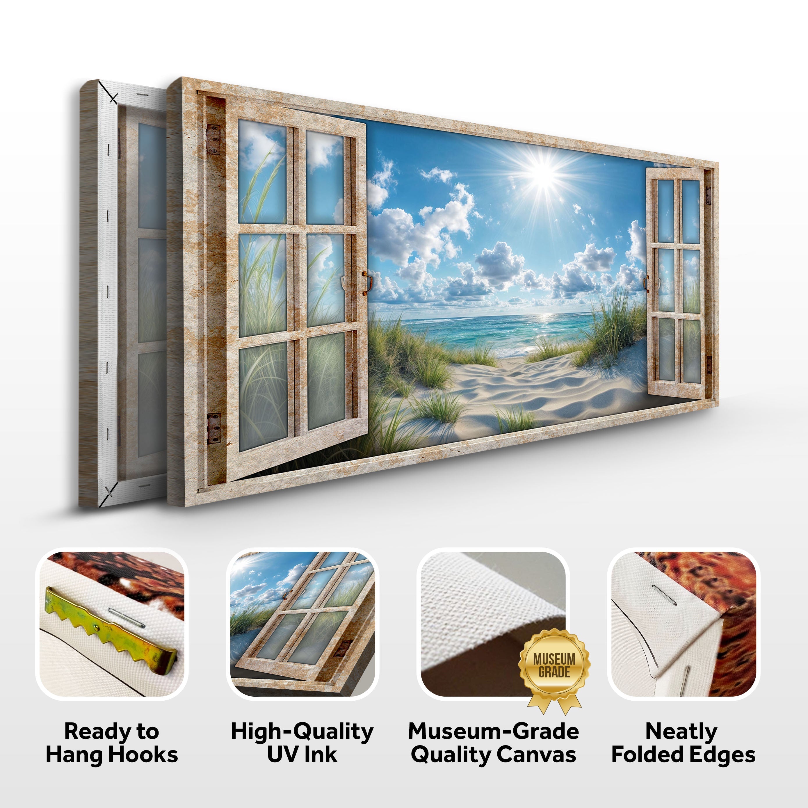 Morning Beach Window Scenery Wall Art